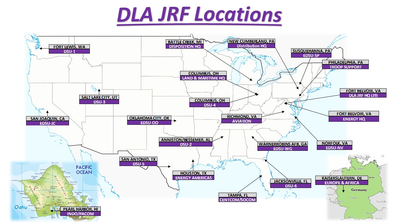DLA Joint Reserve Force locations map
